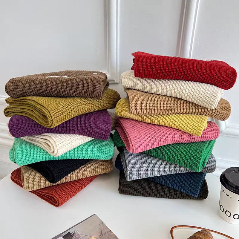 韩系绵羊毛针织毛线围巾女秋冬氛围感显白加厚保暖纯色围脖情侣款详情5