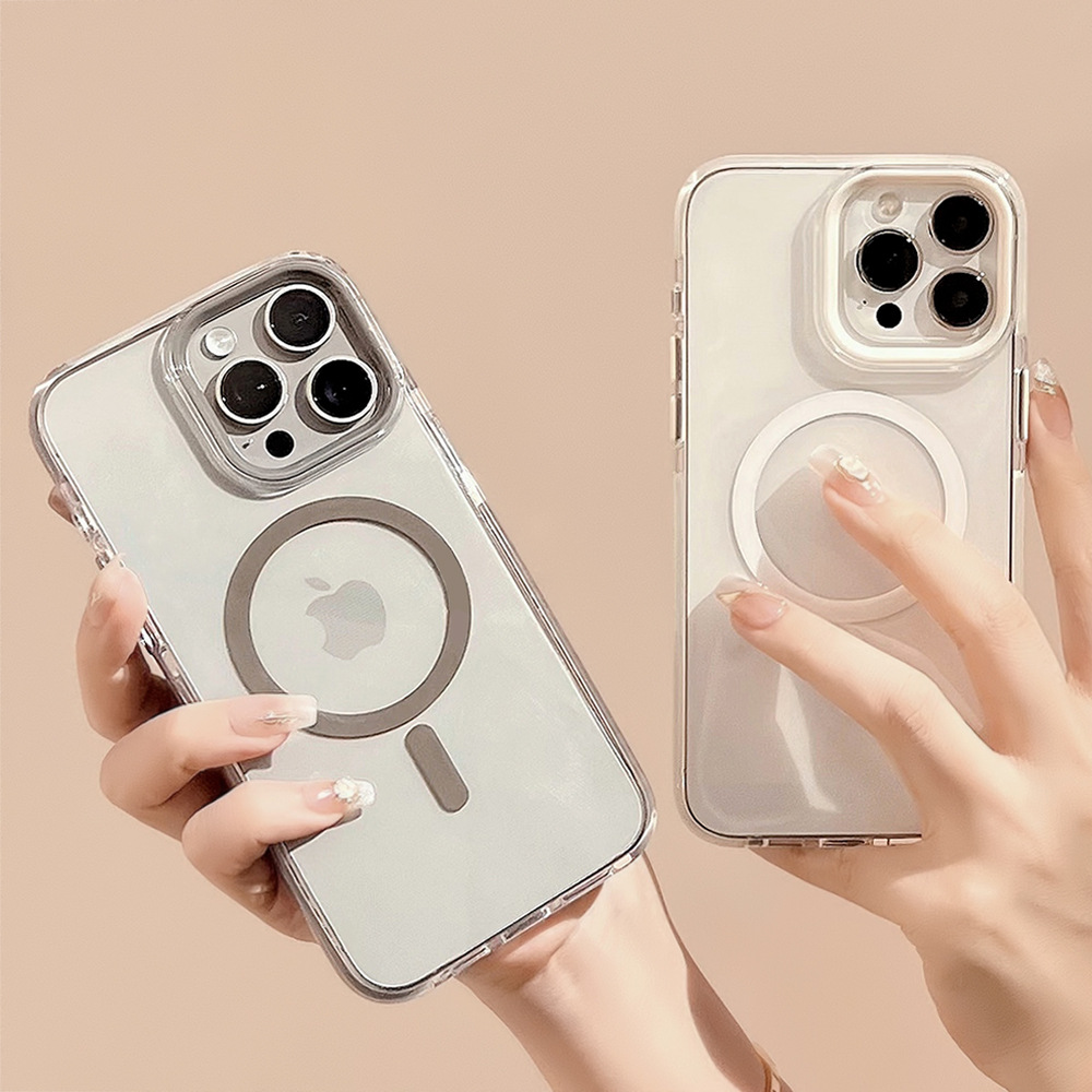 Solid color magnetic 17Promax high-end iPhone case 16 applicable 13 anti-drop frame 12 Soft 11 transparent details Picture