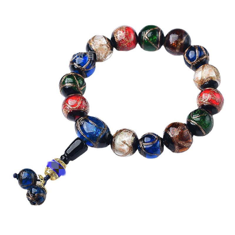 Wholesale of popular online incense ash glass bead bracelets, handcrafted incense ash glass bead bracelets for both men and women, and multi-treasure jewelry Item Picture