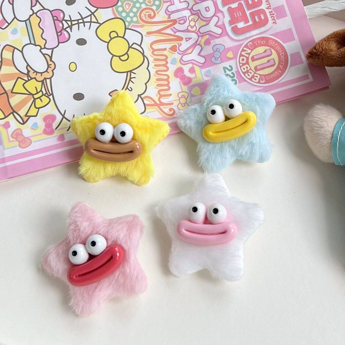 Autumn and winter plush star duckbill clips, cute and funny sausage mouth hair clips, girlish and fun ins style personalized hair accessories Application Scenario