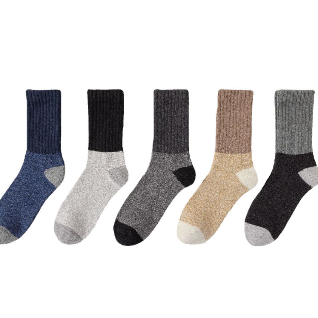 袜子男秋冬款白底实物图