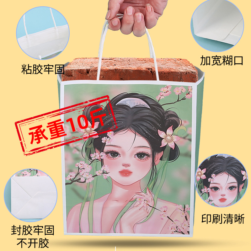 Customized kraft paper bags, children's gift bags, birthday present bags, party bags, cake, cute cartoon tote bags details Picture