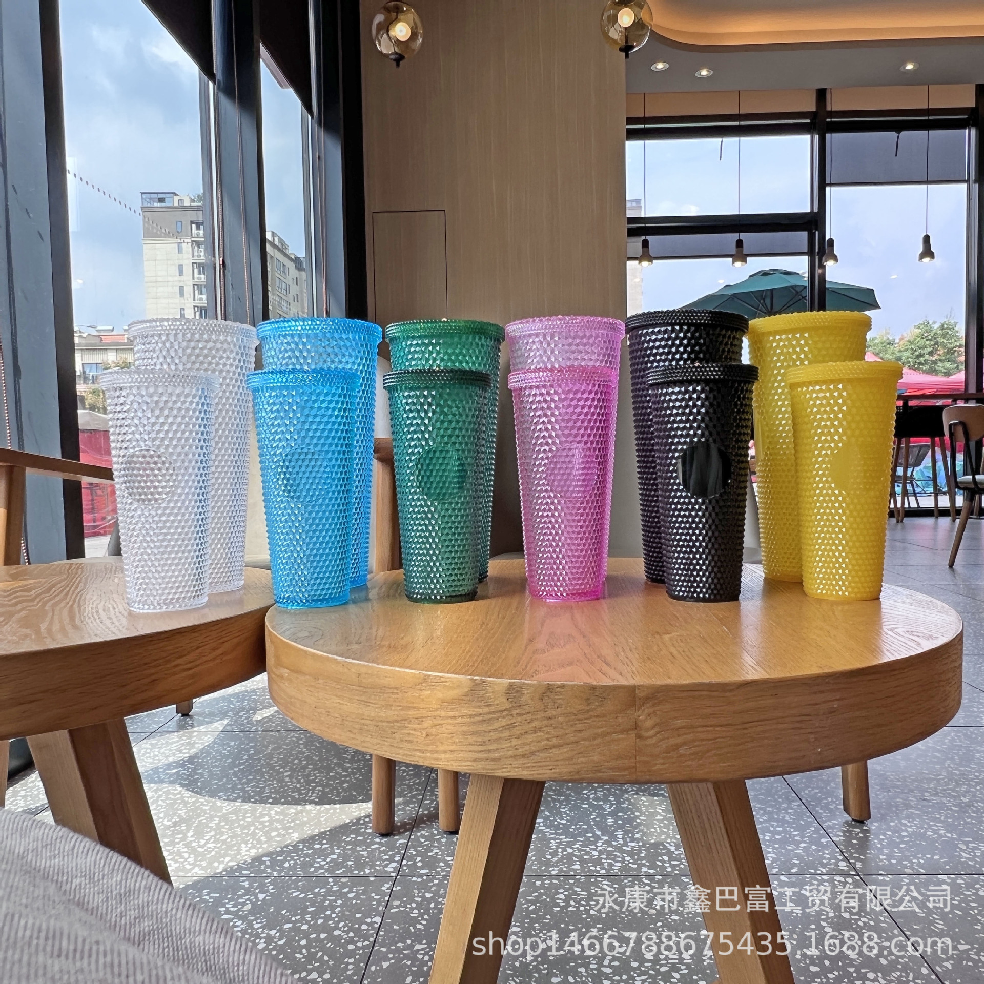 外贸爆款榴莲杯网红高颜值吸管杯大容量塑料水杯便携扎手杯子批发