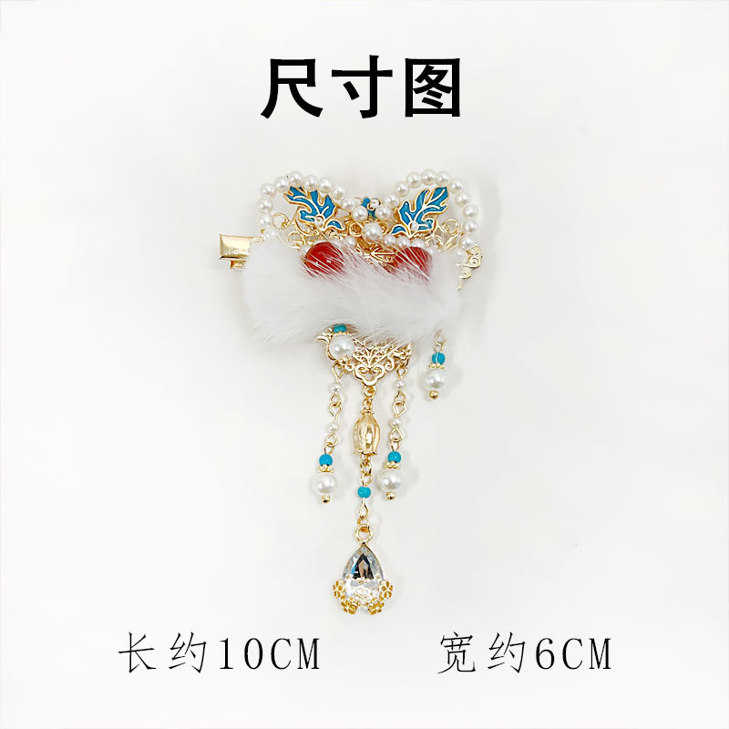 Lion Lion Tassel New Year Hairpin Side Clip Back Head Clip Hanfu Daily Accessories Cute Red Headdress New Year Application Scenario