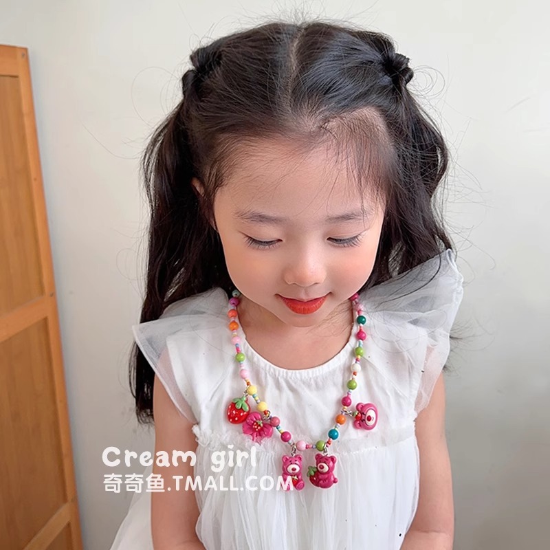 Children cute cartoon princess necklace Little girl Colorful beaded pendant jewelry Baby accessories Korean version accessories Application Scenario