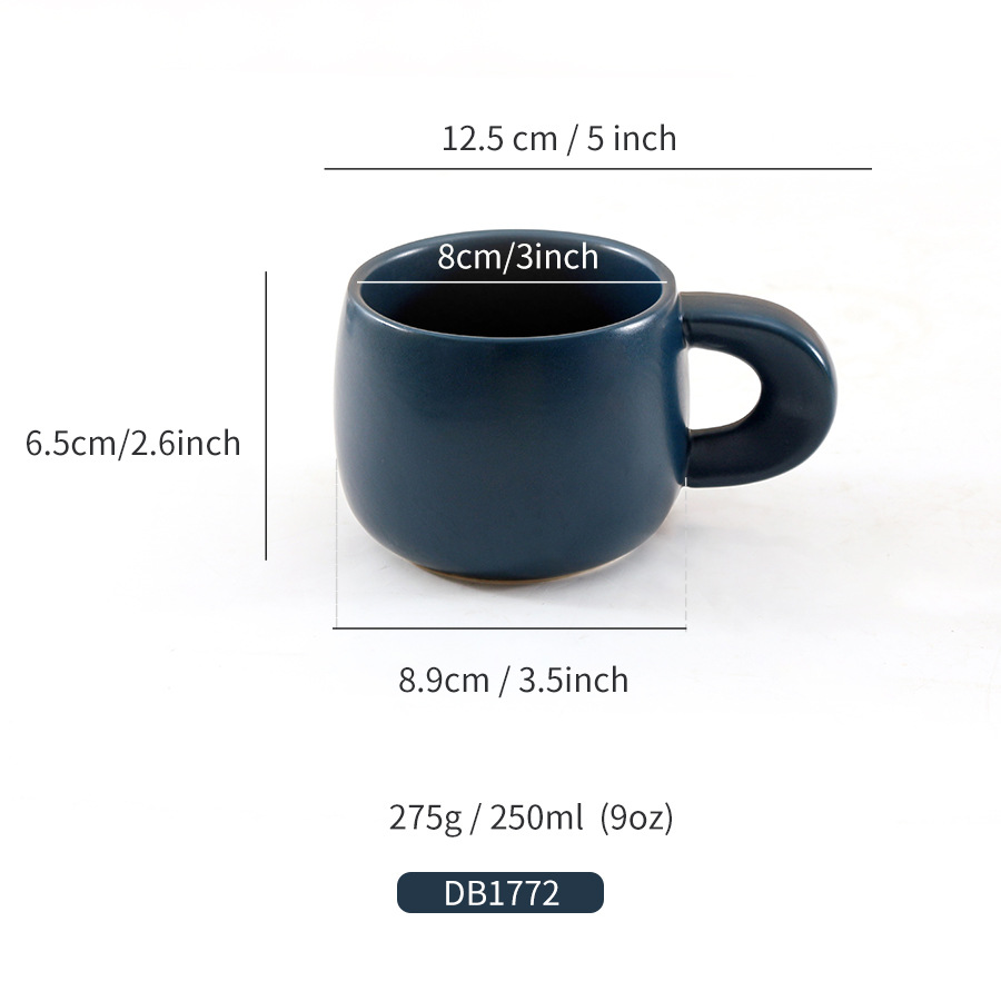 Creative Fat Fat Breakfast Ceramic Mug with Hand Li Klein Blue Mug Ceramic ins Custom mug High appearance level Item Picture