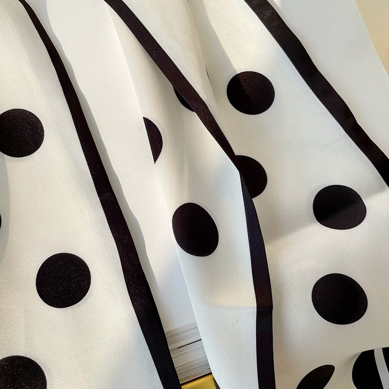 The New Korean Version Of Thin Long Silk Scarf Women's Fashion Imitation Silk Diagonal Polka Dot Professional Scarf Scarf Headband Specification drawing