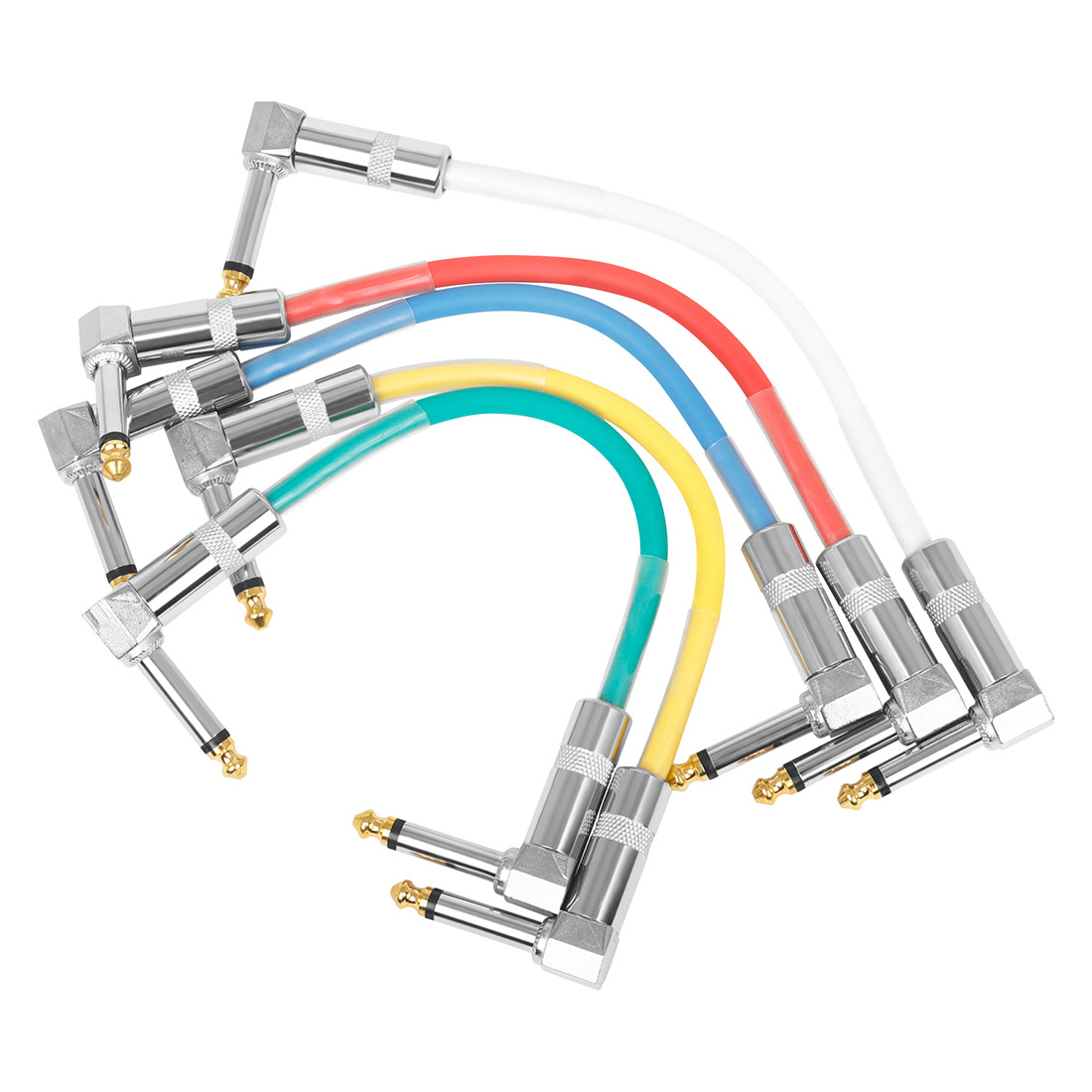 6.35mm效果器连接线PVC金属头电吉他连接线15cm两弯头降噪音频线