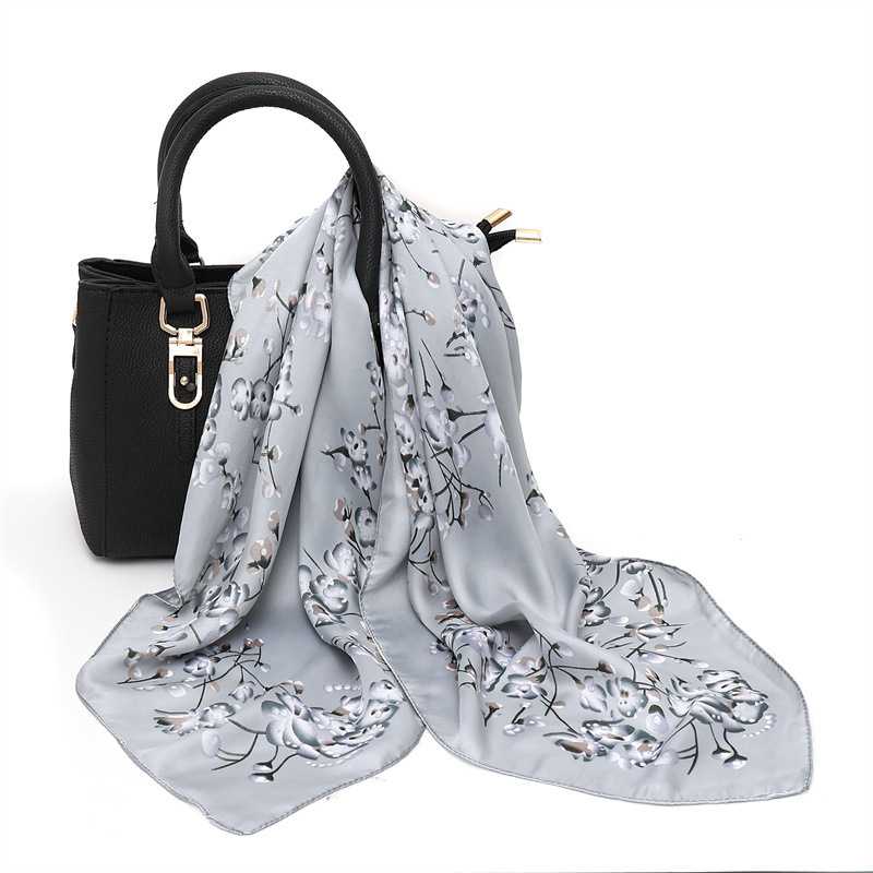 Square Scarf Square 70Cm Satin Style Silk Scarf Floral Print Fashion Ladies Gift Silk Scarf Wholesale Specification drawing