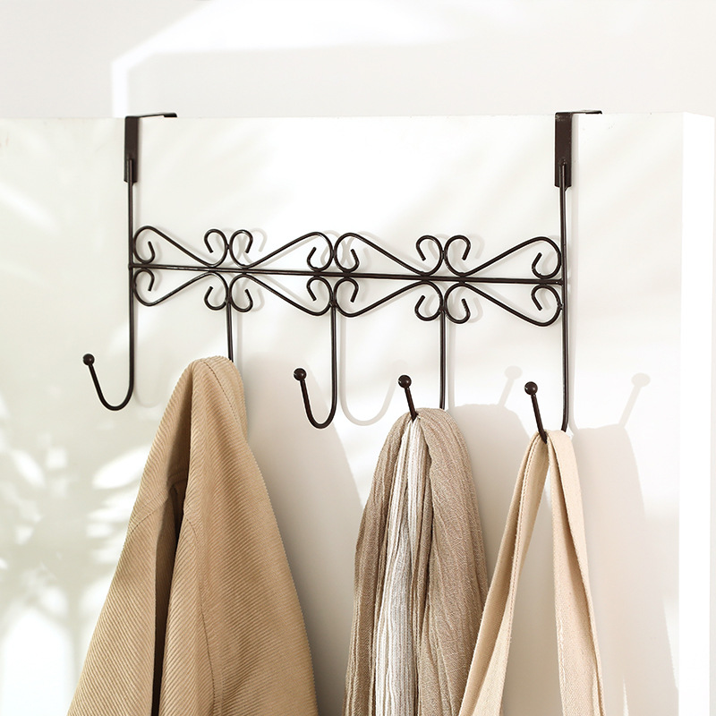 The convenient hook for hanging clothes behind the iron door, the creative nail-free and hole-free five-claw clothes hanger for hanging clothes on the back of the bedroom door details Picture
