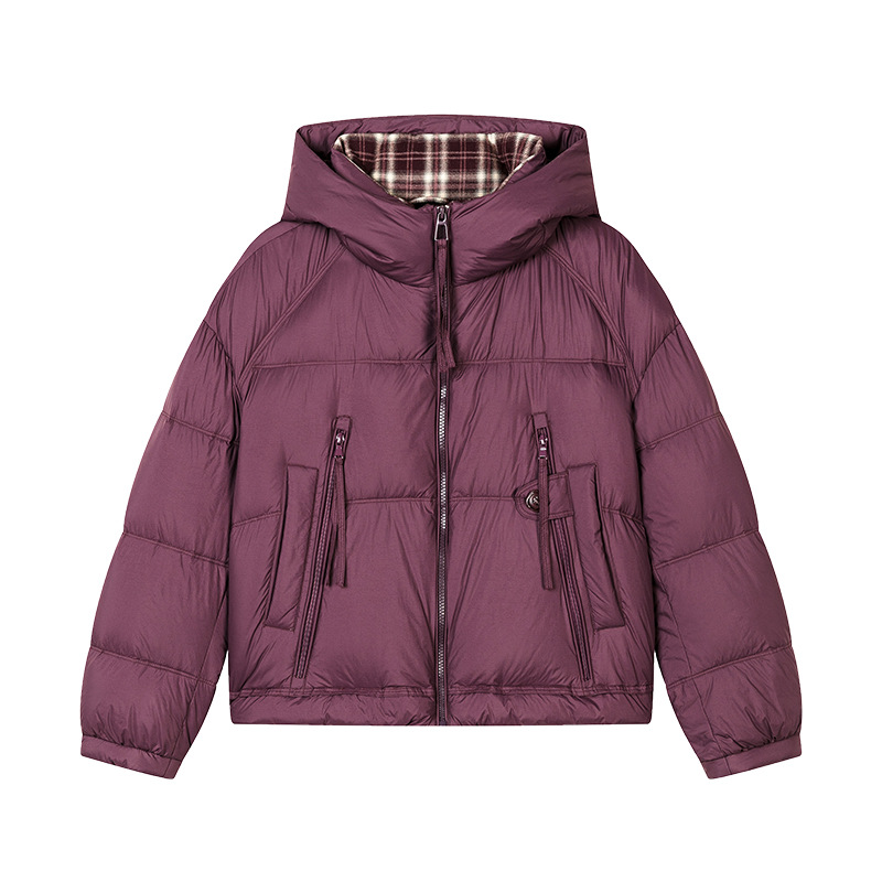 Casual hooded short 90mm white duck down jacket for women, thick, warm, loose, versatile, fashionable and stylish coat for winter Item Picture