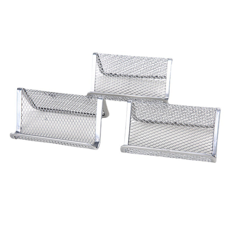 Wholesale of hotel front desk iron anti-rust business card holders, office and business business card boxes, and black metal wire mesh business card racks Item Picture