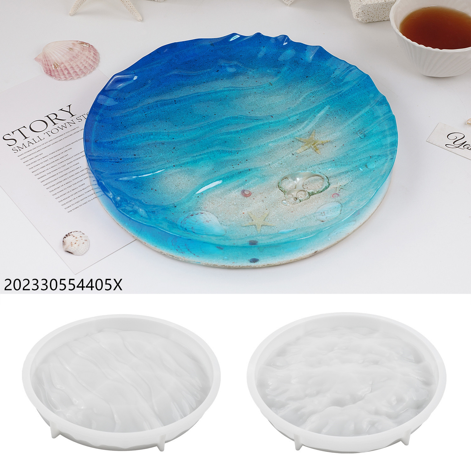 diy水晶滴胶环氧树脂海洋海面浪花托盘果盘镜面硅胶模具