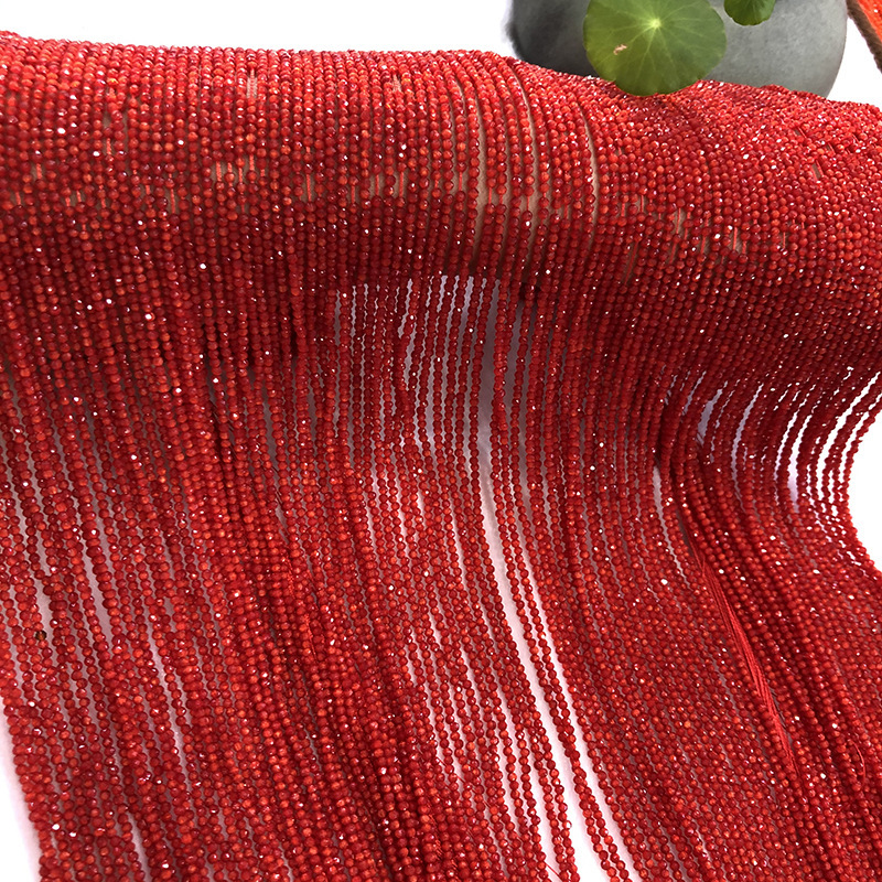 大红色近天然石猫眼2mm尖晶石切割硬抛足球面DIY半成品散珠批发