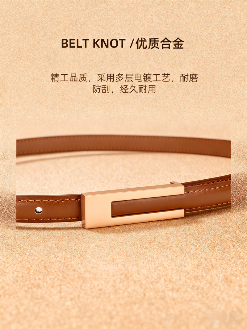 皮带女款装饰裙子西裤平滑扣细腰带韩版时尚百搭复古腰带黑色束腰详情5