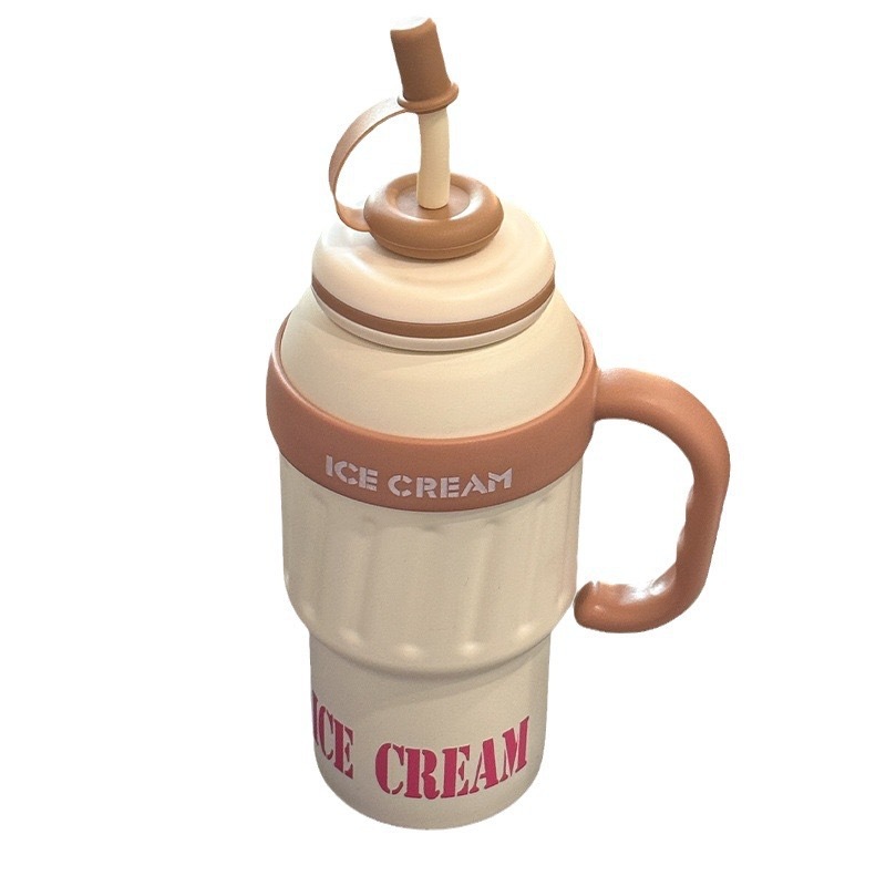 Large capacity Ice Bullion Cup 304 stainless steel thermos cup High appearance level insulation cold handle car cup Item Picture