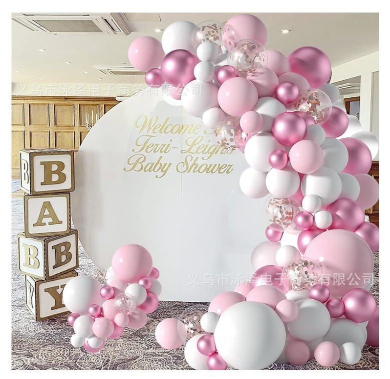 Cross border pink and white metallic pink balloon suit Yameun sequined balloon suit party layout wedding Specification drawing
