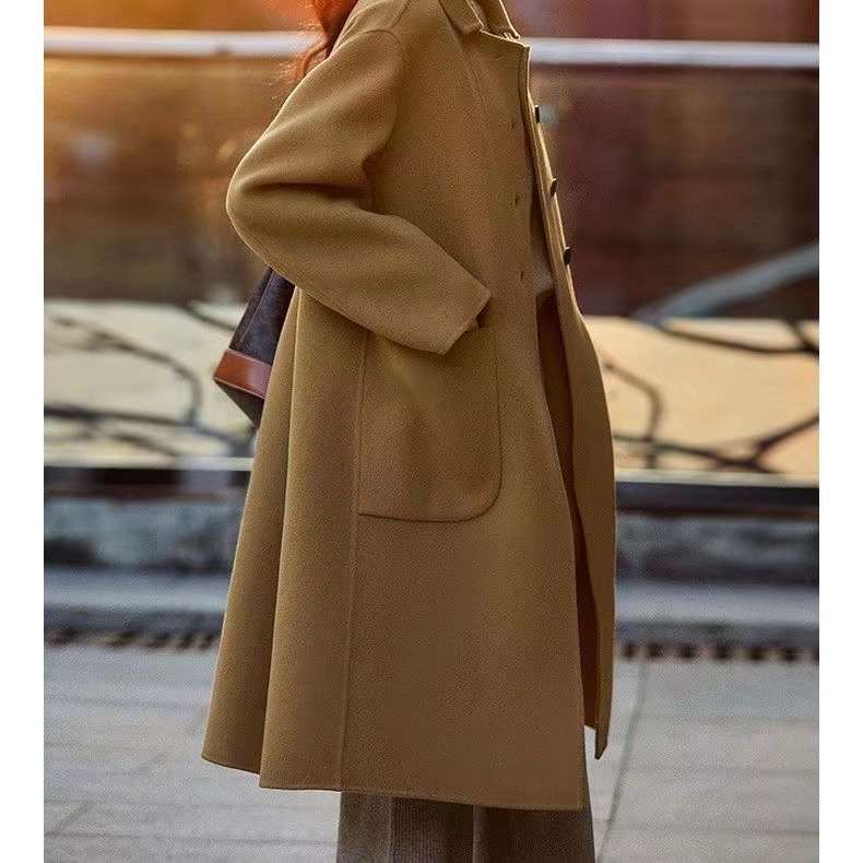 Wool Coat Women's Long 2022 Autumn/Winter New Loose Double-Sided Fleece Coat details Picture