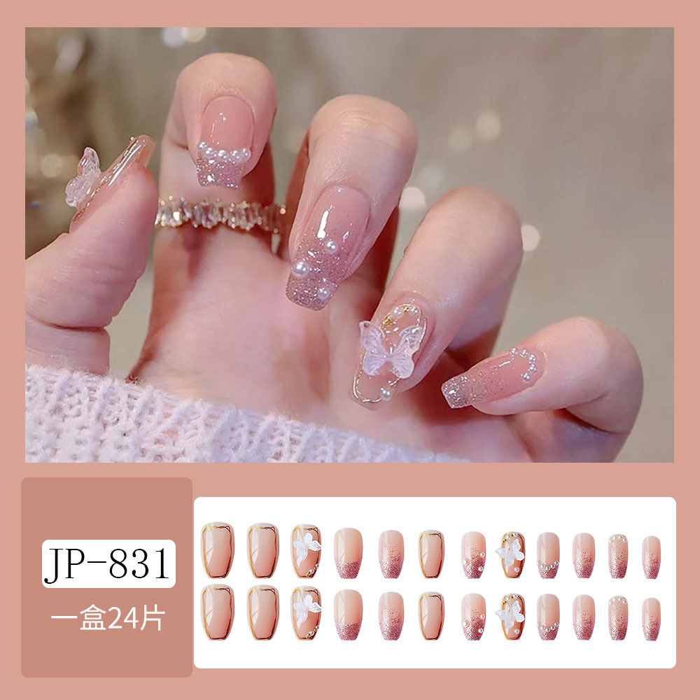 Light Luxury Ice Butterfly Hand Wear Nail Short Detachable Fake Nail Patch Nail Product Wholesale details Picture