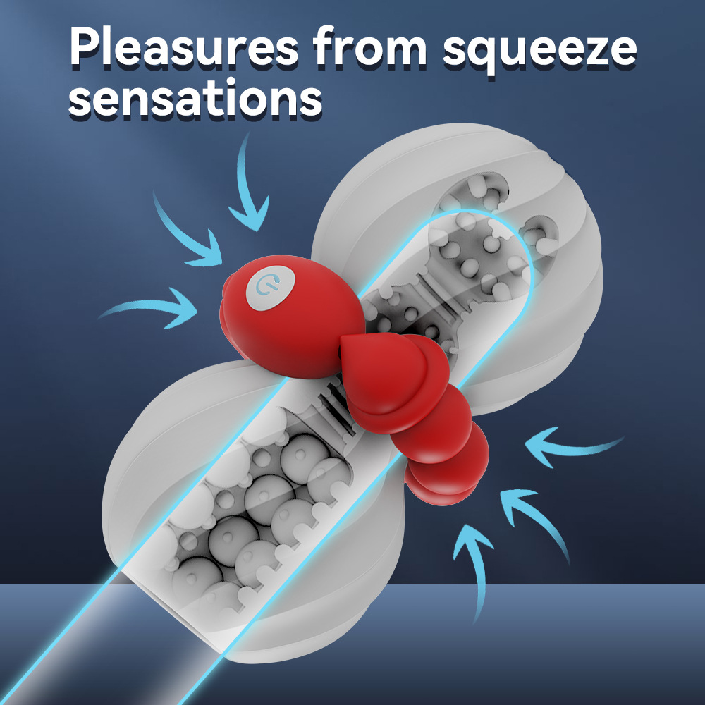 The "Pulling Bead Heating Vibration Airplane Cup" male masturbation and petting training device is an adult sex toy details Picture