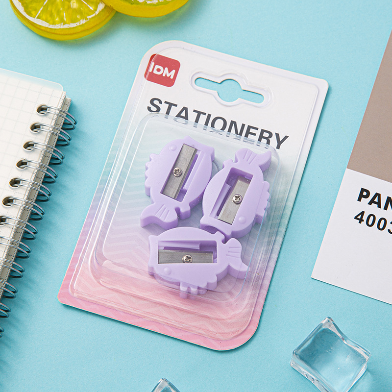 Cross-border direct supply of 3 packs single hole small fish pencil sharpener mini portable pencil sharpener manual cute student pencil sharpener Specification drawing