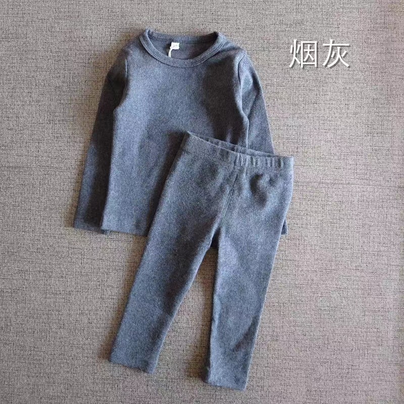 Men's and girls' underwear sets, pure cotton non-fluorescent base underwear sets, solid-color brushed warm thermal long Johns and long pants custom-made details Picture
