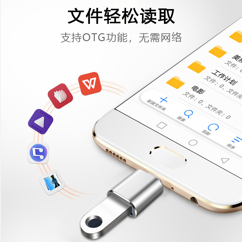 New OTG adapter, USB3.0 to Type-C adapter, mobile phone USB flash drive card reader, key disk mouse connector Application Scenario