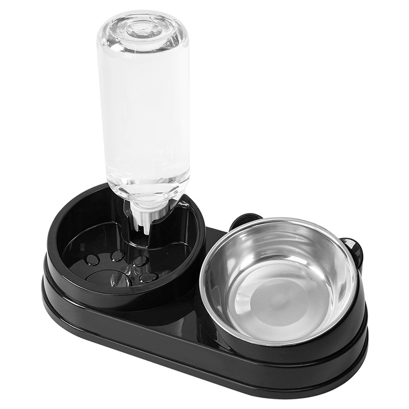 Cat bowl, cat basin, automatic drinking water, double bowl, slanted mouth, dog bowl, dog basin, pet stainless steel bowl, drinking water, dog and cat supplies Item Picture