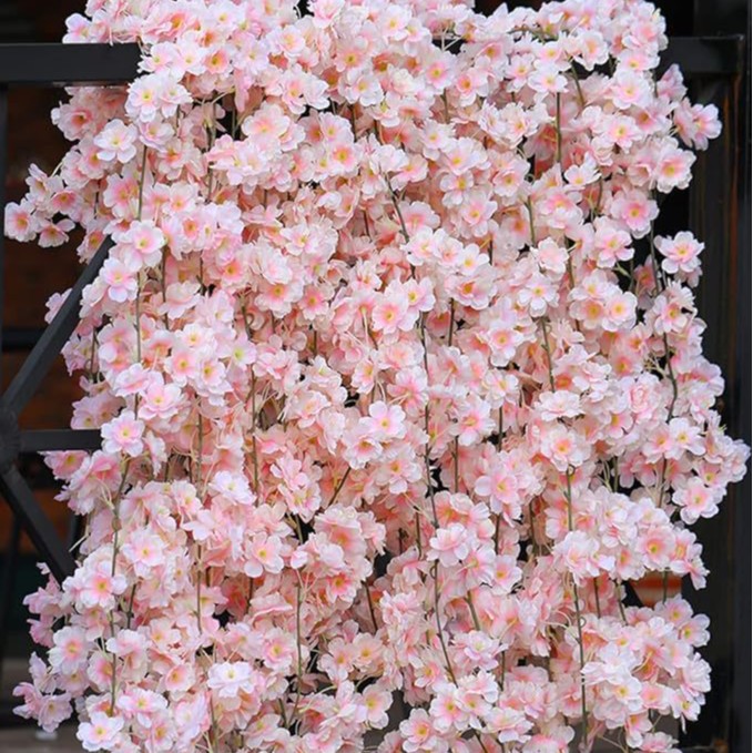 135 pieces of cross-border cherry blossom vines for outdoor scene decoration, artificial flowers for wedding ceilings, air conditioners, and simulated cherry blossom vines