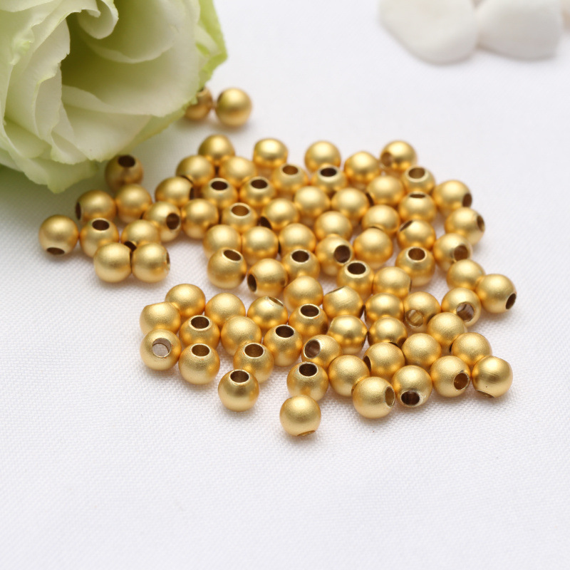 18K Old Fa Sarge Gold Smooth Round Beads Diy Handmade Jewelry Accessories Gold Necklace Bracelet Beaded Material Loose Beads Specification drawing