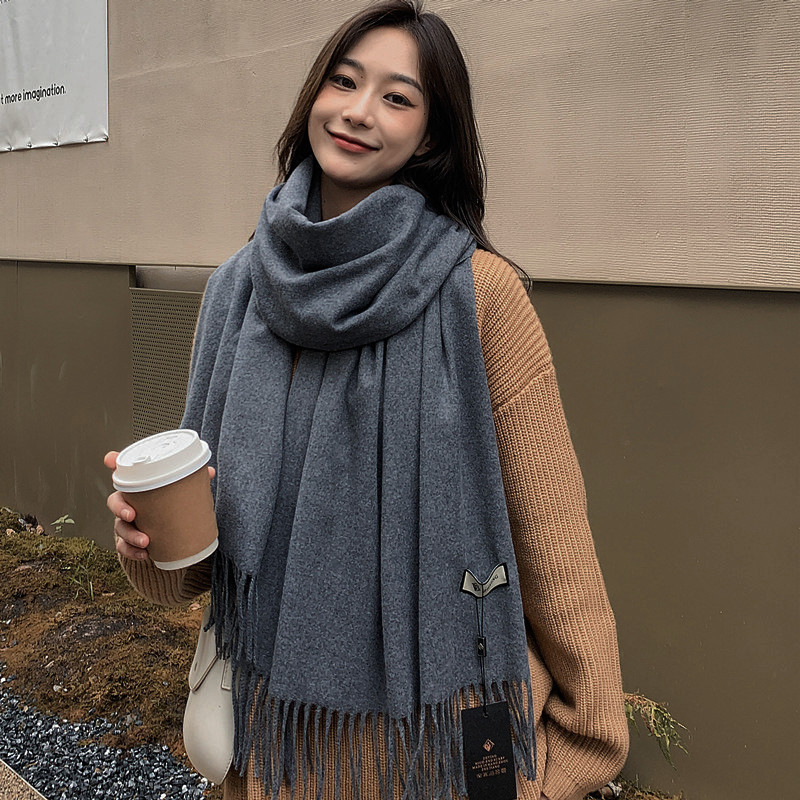 Red Scarf Women's Winter Wool Cashmere Scarf Autumn Winter Women's Shawls Solid Color Men's Imitation Cashmere Scarf Wholesale