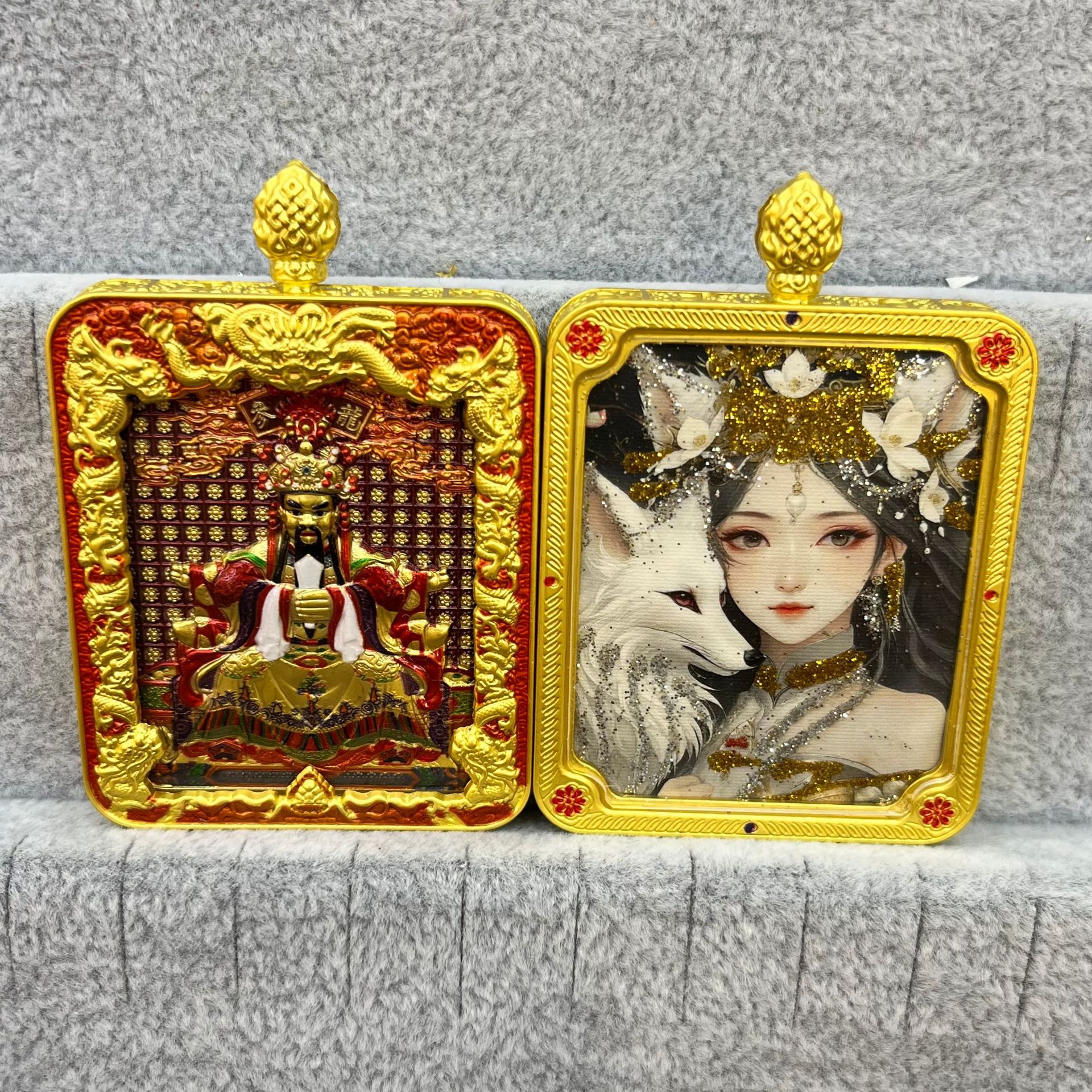 Wutai Mountain Thangka Relief Double-sided three-dimensional Dragon, Wuye Devouring Gold Beast Double-sided Thangka Past and Present Necklace Pendant Application Scenario