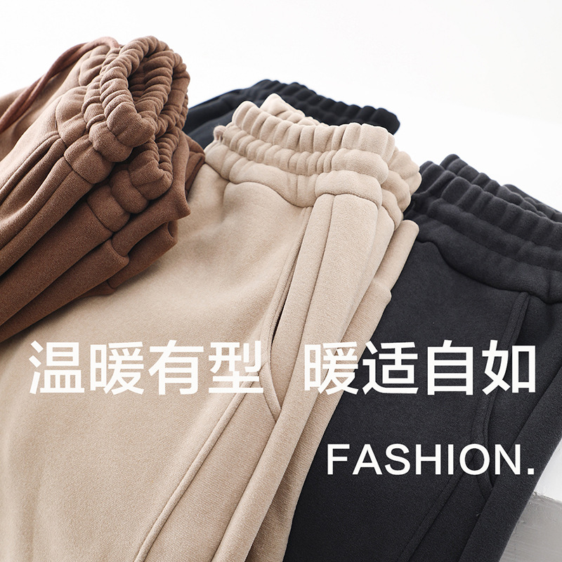 Autumn and winter windproof pants for women, thickened tight-fitting sports pants for slimming, versatile casual pants for women, wholesale loose sweatpants details Picture