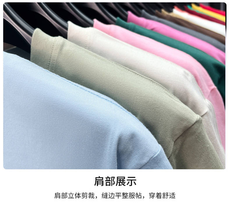100%棉纯色刺绣男士t恤2025夏季新款圆领透气吸汗薄款短袖男代发详情25