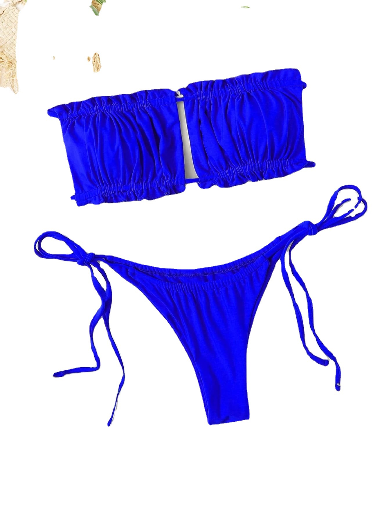 Europe And The United States New Solid Color Ruffle Edge Top Triangle Swimsuit Swimsuit Bikini Bikini Bikini In Stock Swimsuit Item Picture