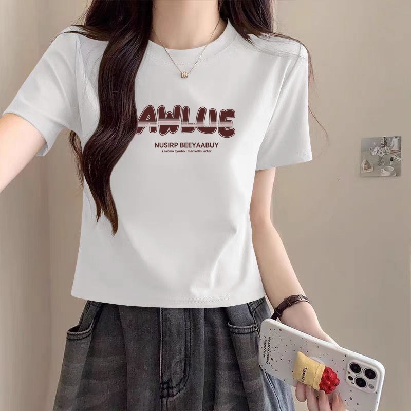 正肩纯色纯棉短款短袖t恤女2026夏季新款简约高级感上衣修身显瘦详情7