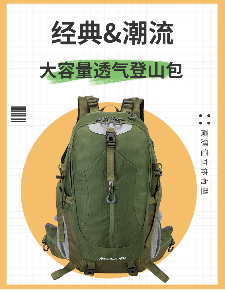 户外登山包大容量双肩包男女通用防水轻便旅行电脑包现货批发详情1