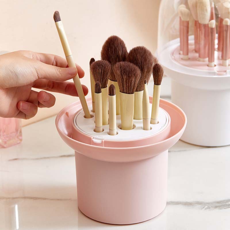 Makeup Brush Storage Container Makeup Brush Bucket Brow Pencil Portable Desktop Dustproof Pencil Holder Lipstick With Lid details Picture