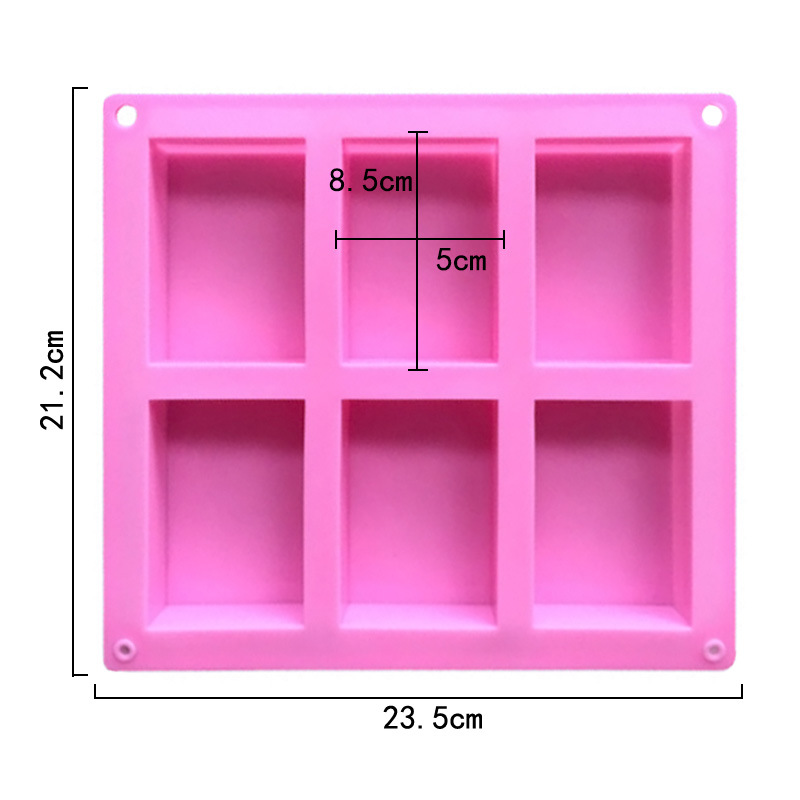 Minghao 6 Straight Square Soap Mold Silicone Cake Mold Cold Soap Mold Rectangular Aromatherapy Mold Food Grade Silicone Specification drawing