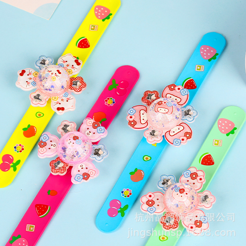 Shining cartoon flower rabbit, flowing sand, papa ring, rotating bracelet, baby girl toy, papa ring, birthday present pic 5