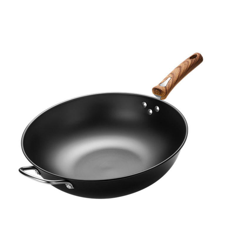 Wholesale healthy uncoated iron woks from the manufacturer, fine iron cooking woks, induction cookers, gas suitable, event gifts Item Picture
