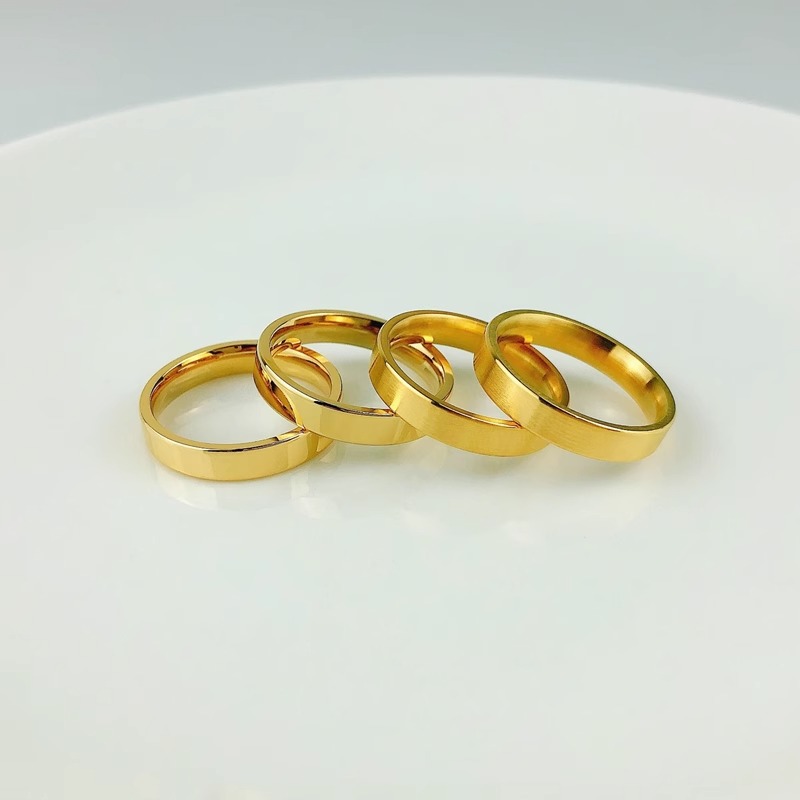 Ancient-style inheritance plain ring, titanium steel plated with 18K gold, couple ring for men and women, index finger ring, unique and never fades Specification image