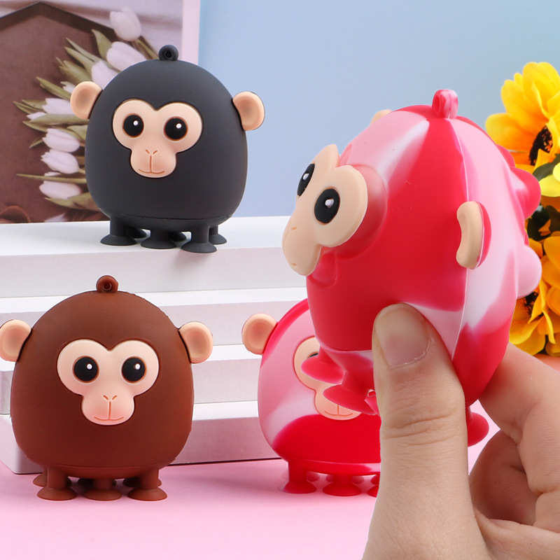 Little monkey Easter creative new silicone suction cup burst eye Gigi rodent control pioneer decompression toy ball