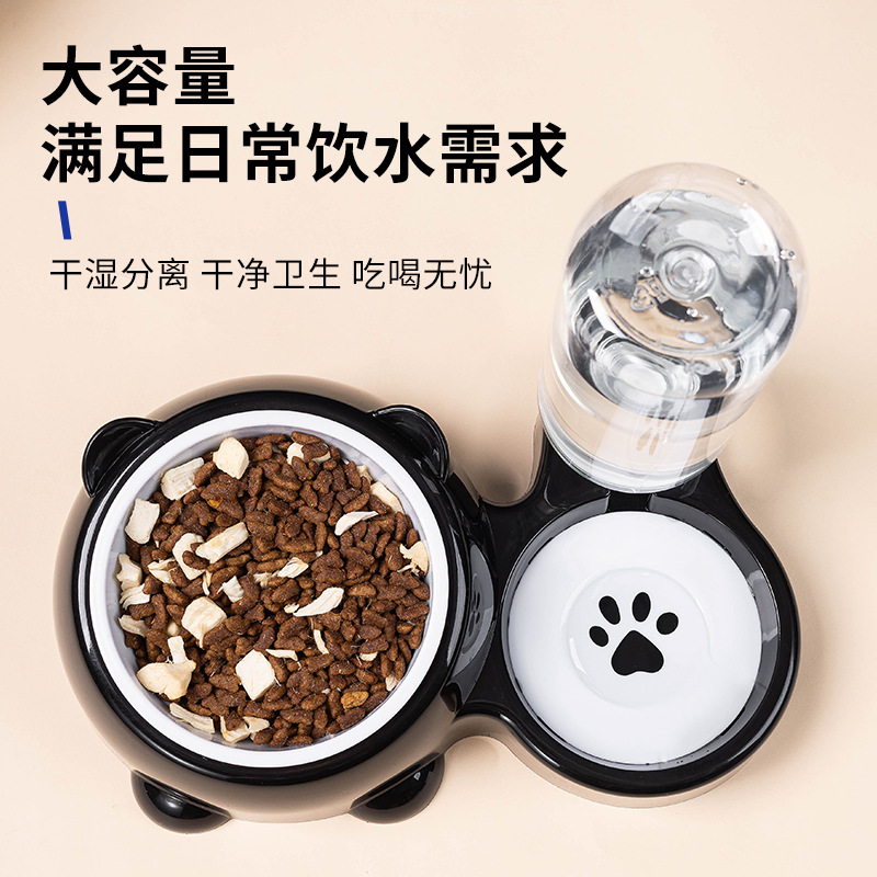 Cat bowl, slanted mouth, dog bowl, cat food bowl, double bowl, stainless steel automatic water refilling, pet bowl, two-in-one drinking and feeding device Application Scenario