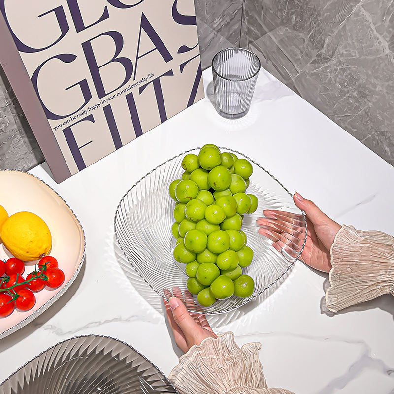 A Generation Of Light Luxury Transparent Fruit Tray Plastic Fruit Tray Home Living Room Coffee Table Snack Candy Tray High Appearance Level details Picture