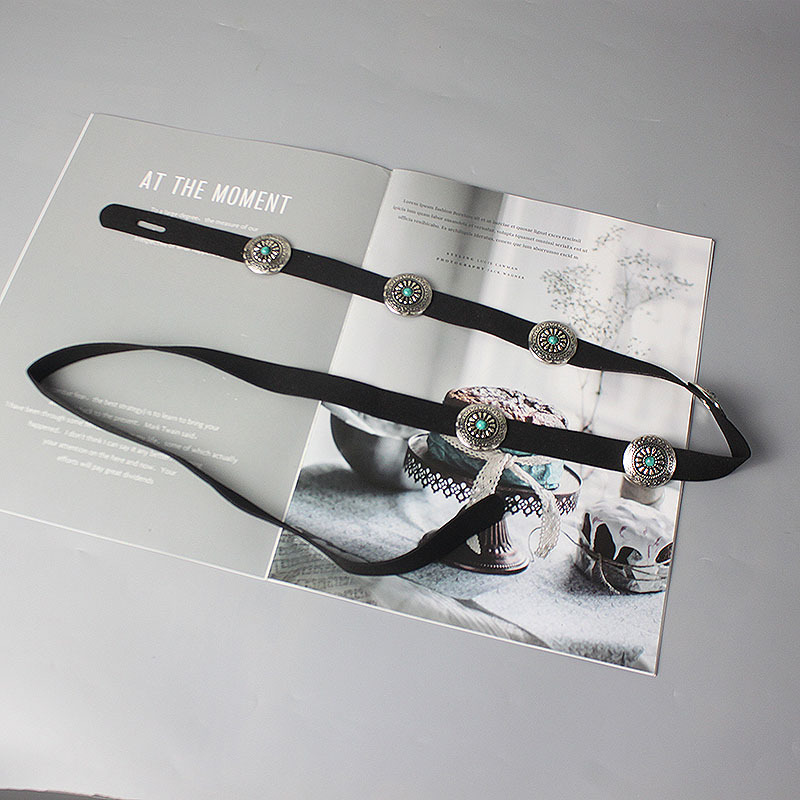 跨境欧美圆盘雕刻花纹镶嵌绿松石腰带男女时尚休闲牛仔裤西装配式