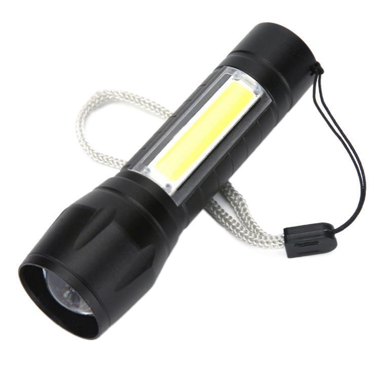 LED small flashlight with side light, COB strong light, telescopic zoom, USB charging set, mini 511 flashlight Item Picture