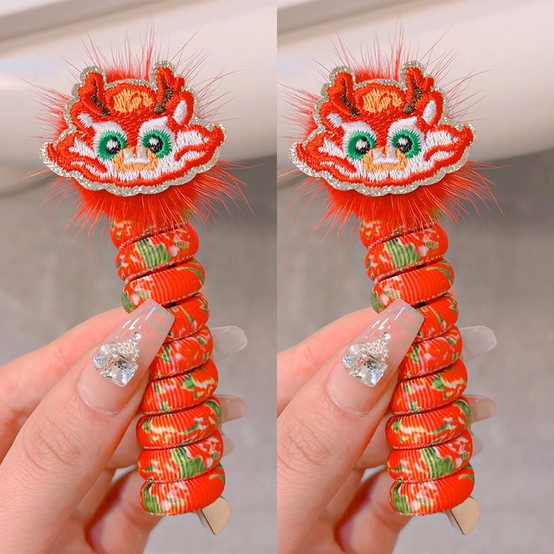 Nuevo año nuevo niños chinese style headwear línea telefónica hair loop niñas dibujos animados año del dragón arco cuerda de cabeza accesorios de pelo Specification image
