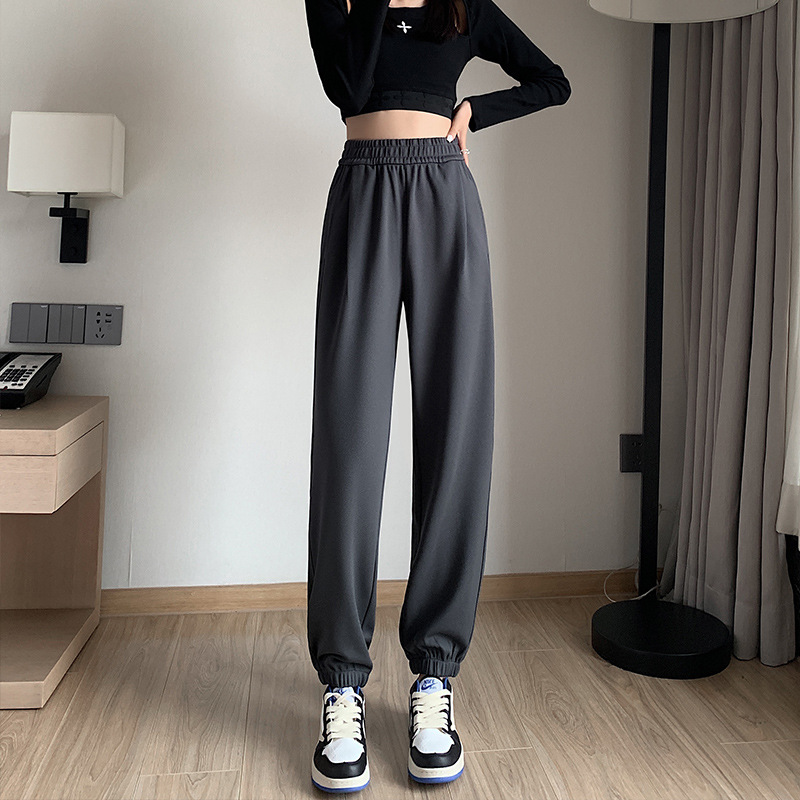 【 Twill cotton skinny pants for Women 】 Grey sportswear pants for women, loose, casual and slimming in autumn, Harun sweatpants, lantern pants Specification image