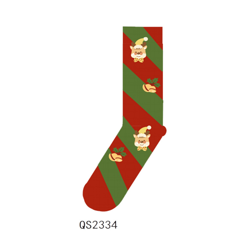 热销圣诞袜红色简约圣诞节纯色圣诞老人菱格图案圣诞长筒袜圣诞详情图5